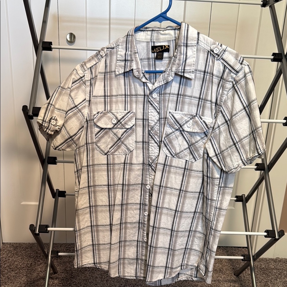 Helix Black and White Checkered Casual Shirt